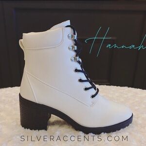 QUPID White HANNAH Timothy-23A Combat Boot NEW 5M